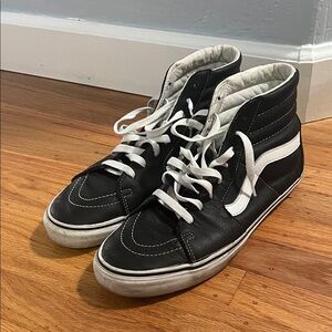 Vans all leather Black and White High-Top Sneakers